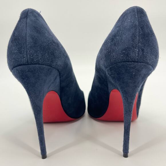 Christian Louboutin | Alminette 100 Veau Velours Marine Navy Suede Pumps 41 / 11 - Picture 5 of 15